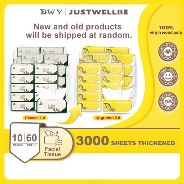 【10Pack】DWY Tisu viral 5-Ply Tissue Facial Tissue Soft Pack Baby Tissue Paper 300 Sheets 175*140mm Wipes tissue cheerful lembut balkoni thickness belajar boleh terdegradasi bilik tidur