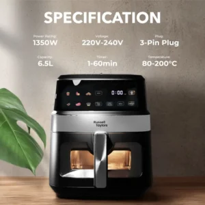 Russell Taylors 3D Visible Window Digital Air Fryer Extra Large (6.5L) Z7 Penggoreng Udara