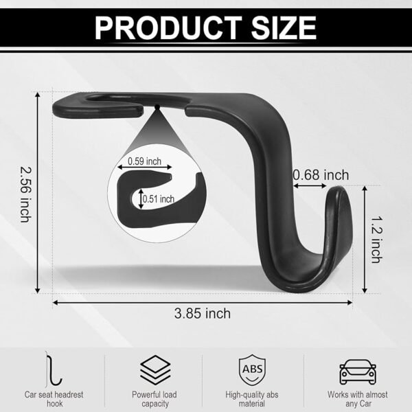 LivTee Car Seat Headrest Hook, Auto Seat Hook Hangers Storage Organizer Interior Accessories for Purse Coats Umbrellas Grocery Bags Handbag, 4-Pack